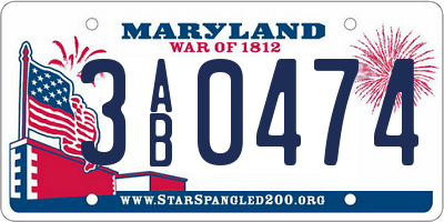 MD license plate 3AB0474