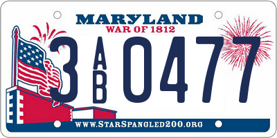 MD license plate 3AB0477