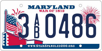 MD license plate 3AB0486