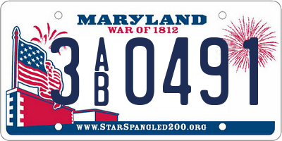 MD license plate 3AB0491