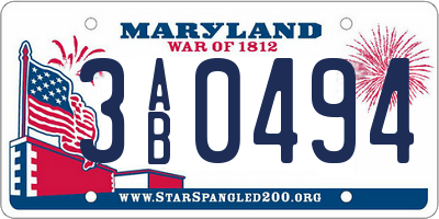 MD license plate 3AB0494
