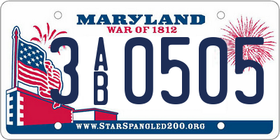 MD license plate 3AB0505