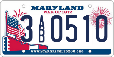 MD license plate 3AB0510