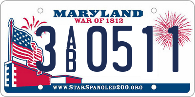 MD license plate 3AB0511