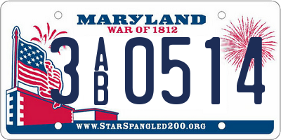 MD license plate 3AB0514