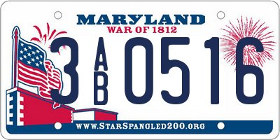 MD license plate 3AB0516
