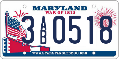 MD license plate 3AB0518