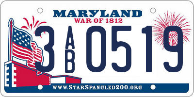 MD license plate 3AB0519