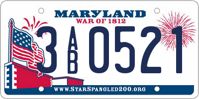 MD license plate 3AB0521