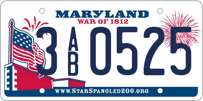 MD license plate 3AB0525