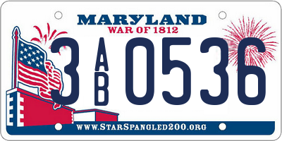 MD license plate 3AB0536