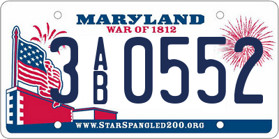 MD license plate 3AB0552