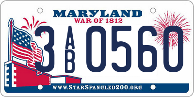 MD license plate 3AB0560