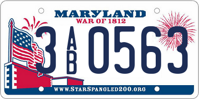 MD license plate 3AB0563