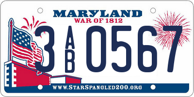 MD license plate 3AB0567