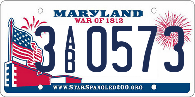 MD license plate 3AB0573