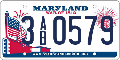 MD license plate 3AB0579