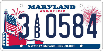 MD license plate 3AB0584