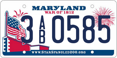 MD license plate 3AB0585