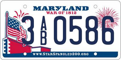 MD license plate 3AB0586