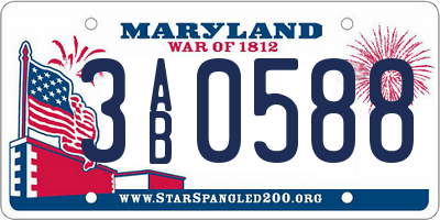 MD license plate 3AB0588