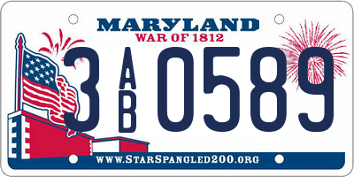MD license plate 3AB0589