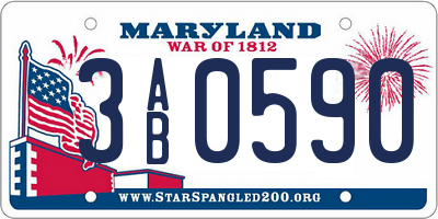 MD license plate 3AB0590