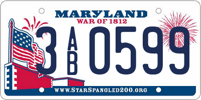MD license plate 3AB0599