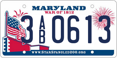 MD license plate 3AB0613