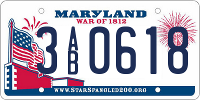 MD license plate 3AB0618