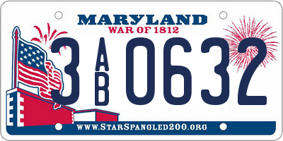 MD license plate 3AB0632
