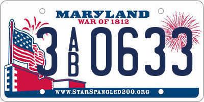 MD license plate 3AB0633