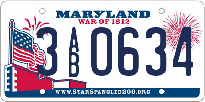 MD license plate 3AB0634