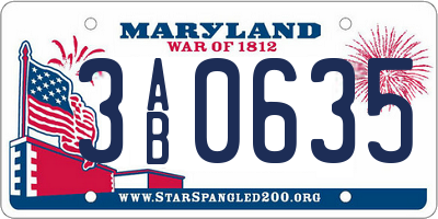 MD license plate 3AB0635
