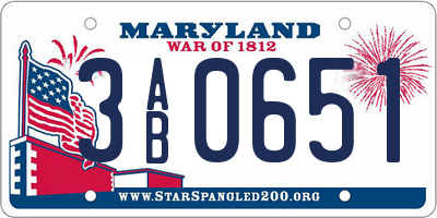 MD license plate 3AB0651