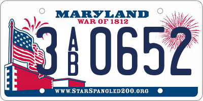 MD license plate 3AB0652