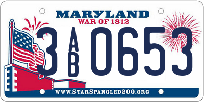 MD license plate 3AB0653