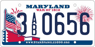 MD license plate 3AB0656