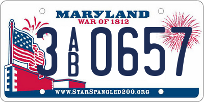 MD license plate 3AB0657