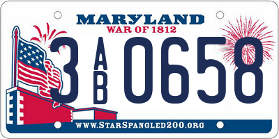 MD license plate 3AB0658