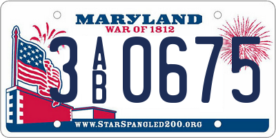MD license plate 3AB0675