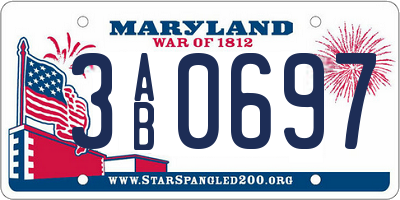 MD license plate 3AB0697