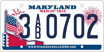 MD license plate 3AB0702