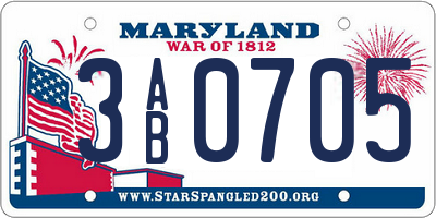 MD license plate 3AB0705