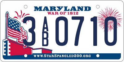 MD license plate 3AB0710