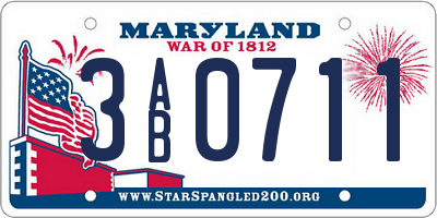MD license plate 3AB0711