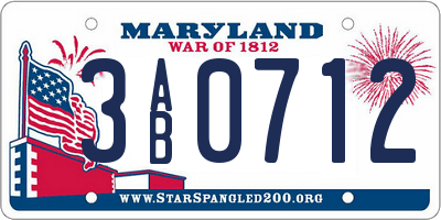 MD license plate 3AB0712