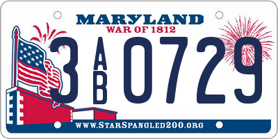 MD license plate 3AB0729