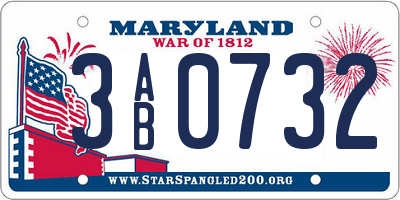 MD license plate 3AB0732