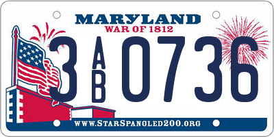MD license plate 3AB0736